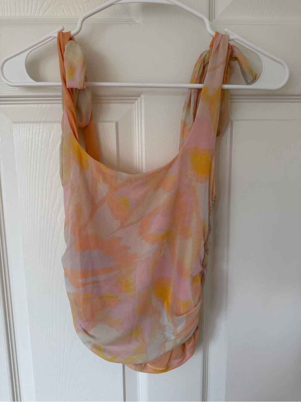 Free People Orange and pink mesh tank with tie straps